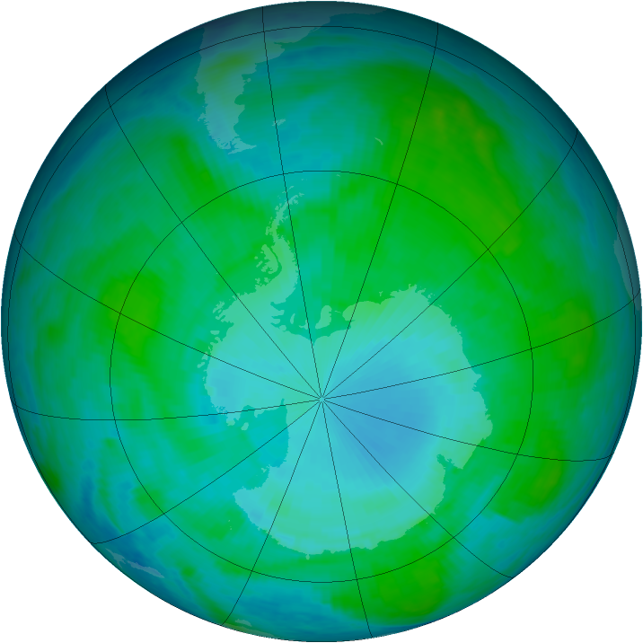Antarctic ozone map for 17 January 1986